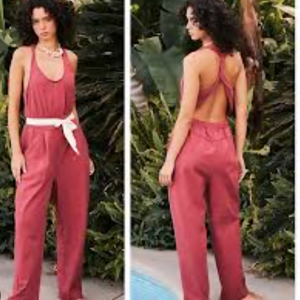 FREE PEOPLE Chic Sleeveless Jumpsuit with Cream Tie - Picture 5 of 5